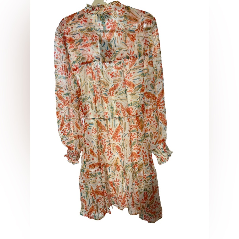 NWT Fate Floral Chiffon Dress - Orange and Cream midi dress 2X 🌹🌺🌸 F Bag - Picture 4 of 5
